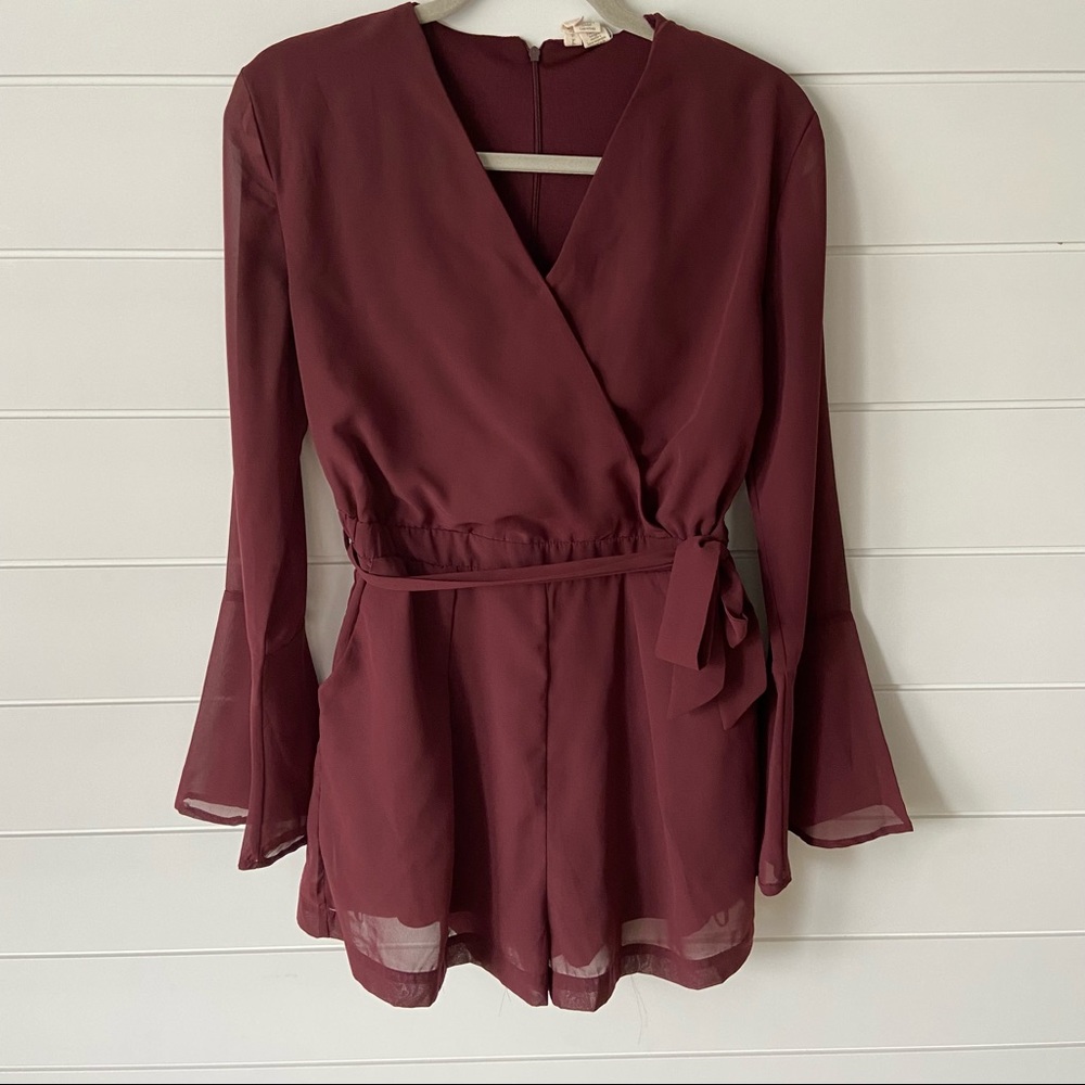 Cinched Waist Long Sleeve Romper size M